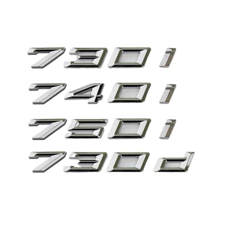 ERAKAFZTTK 1 stücke Silber 3D ABS Emblem Abzeichen Logo Auto Körper Hinten Stamm Anzahl Buchstaben Aufkleber 730i 740i 750i 730d Styling Fit for BMW 7 Serie(730i) von ERAKAFZTTK