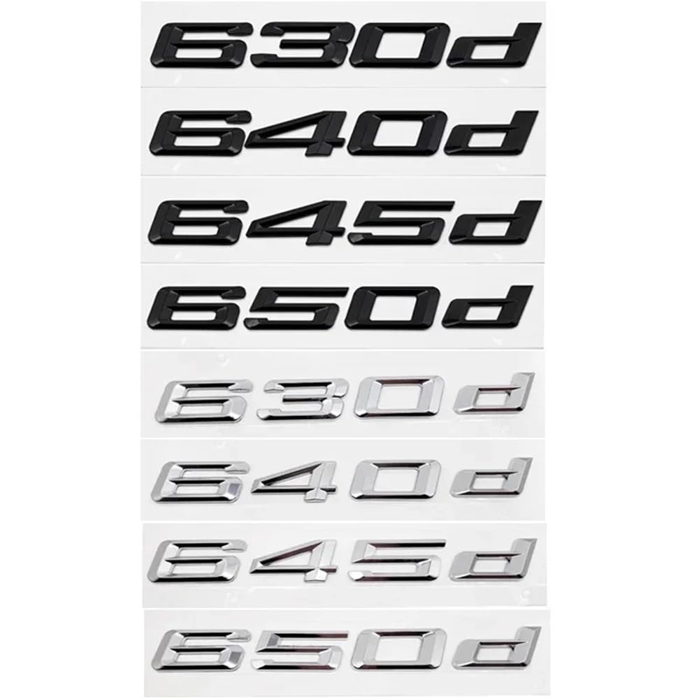 ERAKAFZTTK 3D ABS Auto Stamm Buchstaben Logo Aufkleber Abzeichen Emblem Aufkleber Fit for BMW 6 Serie 620d 630d 640d 645d 650d e63 E64 F06 F12 F13 G32(Gloss Silver,640d) von ERAKAFZTTK