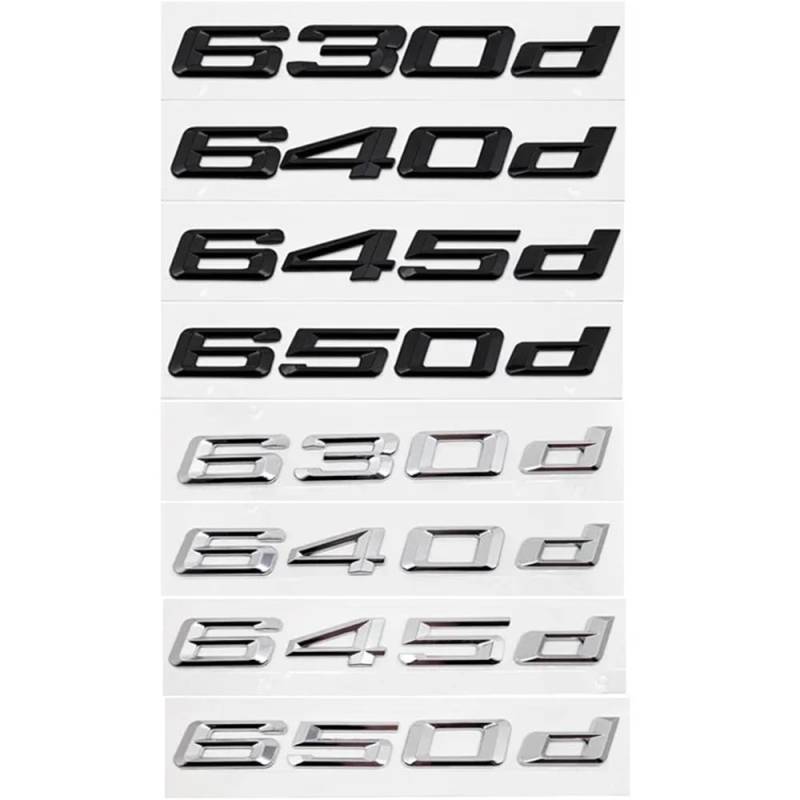 ERAKAFZTTK 3D ABS Auto Stamm Buchstaben Logo Aufkleber Abzeichen Emblem Aufkleber Fit for BMW 6 Serie 620d 630d 640d 645d 650d e63 E64 F06 F12 F13 G32(Gloss Silver,650d) von ERAKAFZTTK