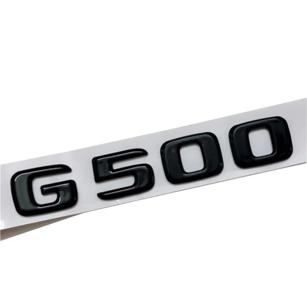 ERAKAFZTTK 3D ABS Glänzend Schwarz Auto Hinten Stamm Abzeichen Aufkleber Buchstaben Aufkleber Logo G 500 4MATIC Emblem Fit for Mercedes G500 W463 W464 Zubehör(G500) von ERAKAFZTTK