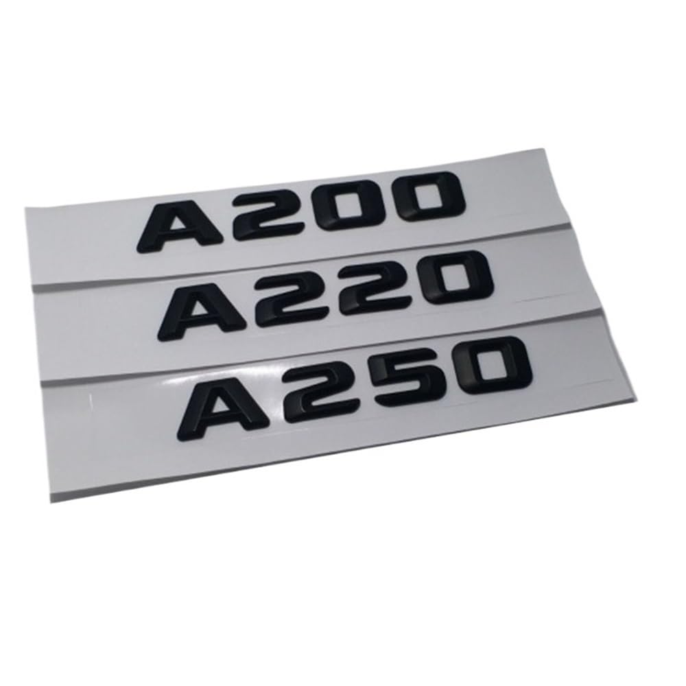 ERAKAFZTTK 3D ABS Glänzend Schwarz Kofferraum Auto Aufkleber Passend for Mercedes Benz Buchstaben A160 A180 A200 A220 A250 A260 A280 Logo Emblem Abzeichen Zubehör(A200) von ERAKAFZTTK