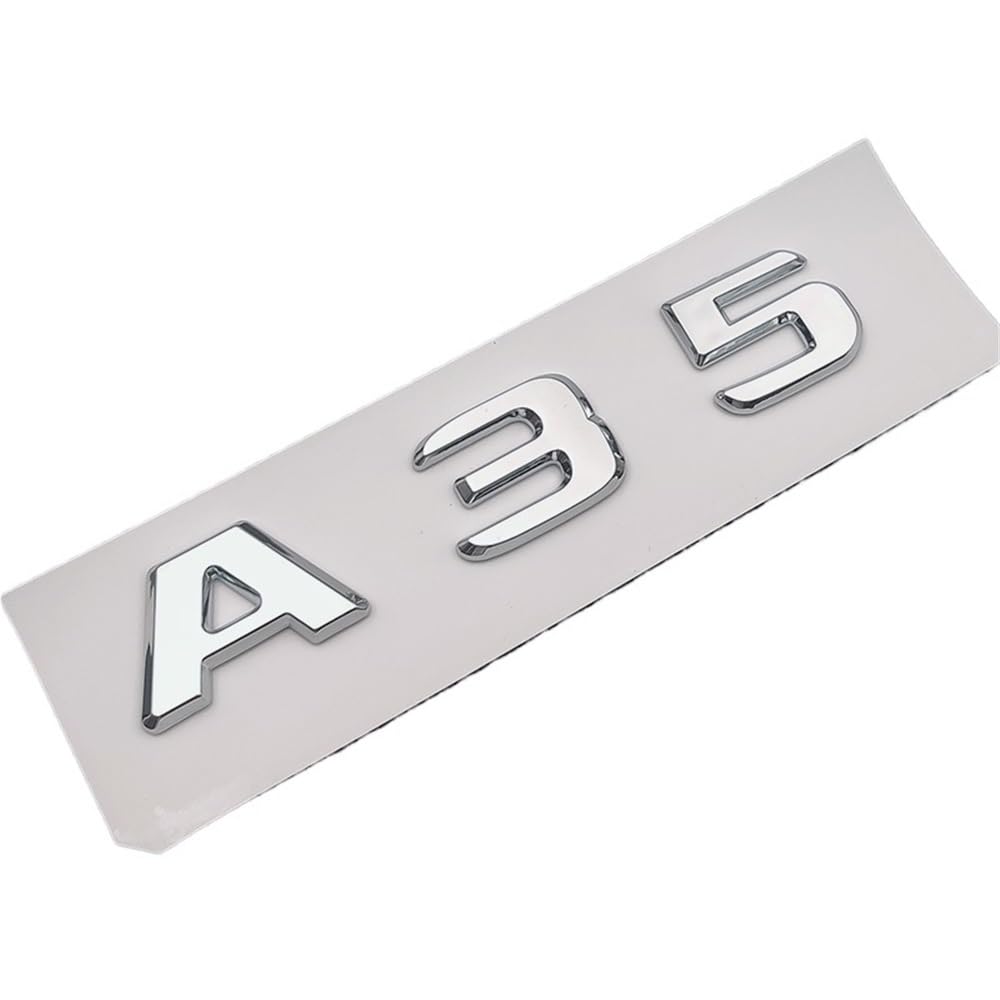 ERAKAFZTTK 3D Selbstklebende Chrom-Buchstaben passend for Mercedes A35 AMG W177 Heckkoffer-Logo-Aufkleber, Abzeichen, Turbo 4matic-Emblem-Zubehör(A35) von ERAKAFZTTK