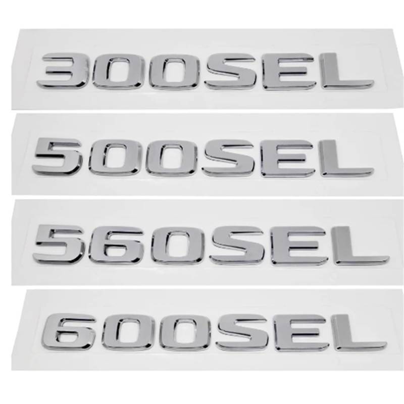 ERAKAFZTTK ABS-Kunststoff 300SEL 500SEL 560SEL 600SEL Kofferraum-hinteres Logo-Abzeichen-Emblem-Aufkleber passend for Mercedes Benz S-Klasse W126 W140 W220 W221 W222(300SEL) von ERAKAFZTTK