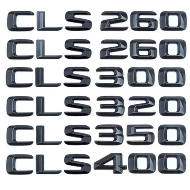 ERAKAFZTTK ABS Schwarze Buchstaben 3D Kofferraum Abzeichen Emblem Logo passend for Mercedes W218 W219 CLS220 CLS260 CLS300 CLS320 CLS350 CLS400 Zubehör(CLS220) von ERAKAFZTTK