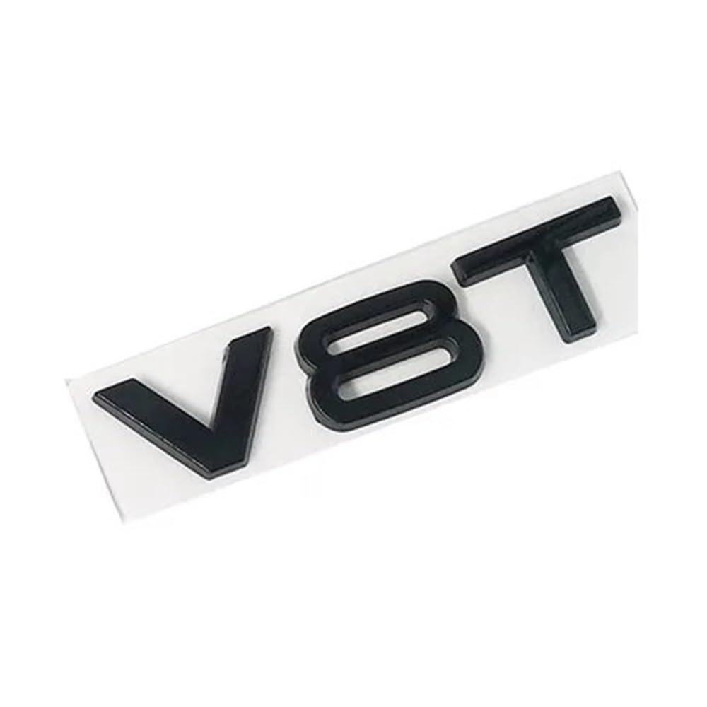 ERAKAFZTTK Autoaufkleber 3D V6T V8T Logo Metall Emblem Abzeichen Aufkleber Verschiebung Aufkleber Passend for Audi S3 S4 S5 S6 S7 S8 A4L A5 A6L A7 Q3 Q5 Q7(V8T Black) von ERAKAFZTTK