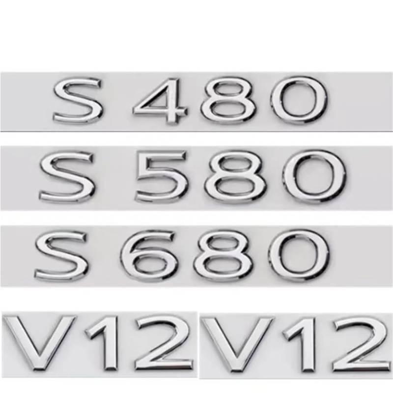 ERAKAFZTTK Chrom-Etters S480 S580 S680 V12 Emblem passend for Maybach S-Klasse Kofferraum hinten W221 W222 Logo-Aufkleber(V12 2pcs) von ERAKAFZTTK