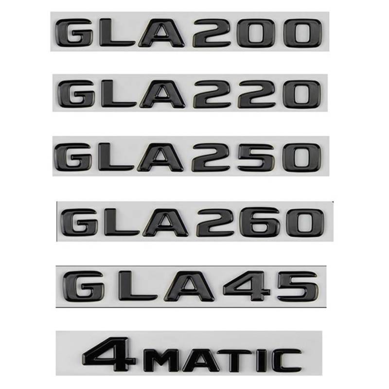 ERAKAFZTTK Flache helle Schwarze 3D ABS GLA200 GLA220 GLA250 GLA260 GLA45 4MATIC Styling Emblem Abzeichen Auto Aufkleber Fit for Mercedes Benz(4MATIC) von ERAKAFZTTK