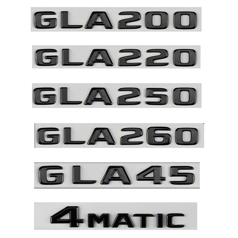 ERAKAFZTTK Flache helle Schwarze 3D ABS GLA200 GLA220 GLA250 GLA260 GLA45 4MATIC Styling Emblem Abzeichen Auto Aufkleber Fit for Mercedes Benz(GLA220) von ERAKAFZTTK