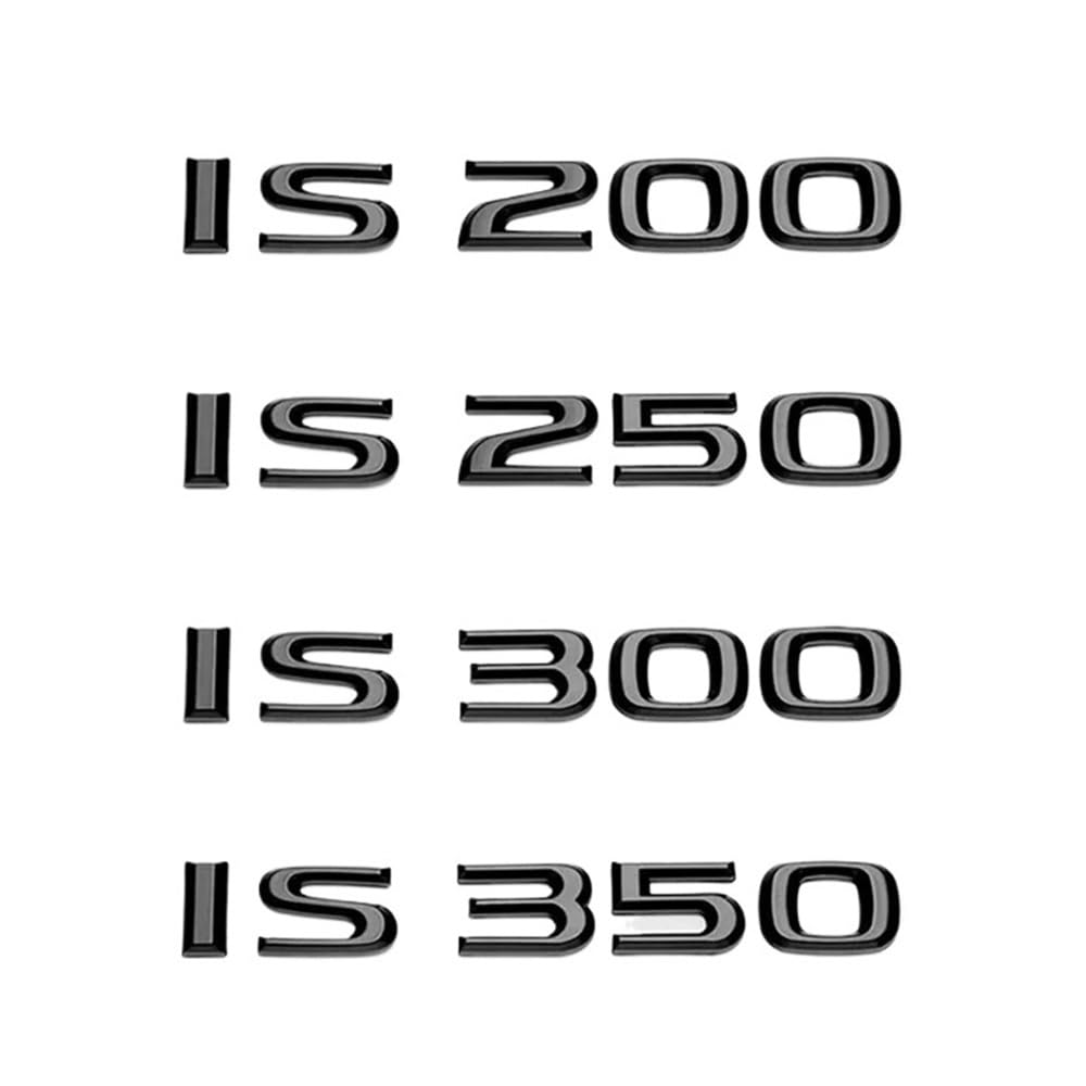 ERAKAFZTTK Glänzend Schwarze ABS-Buchstaben IS200 IS250 IS300 IS350 IS300h IS200t IS500 Emblem passend for Lexus Auto-Kofferraum-Logos Abzeichen Zubehör(IS200t) von ERAKAFZTTK