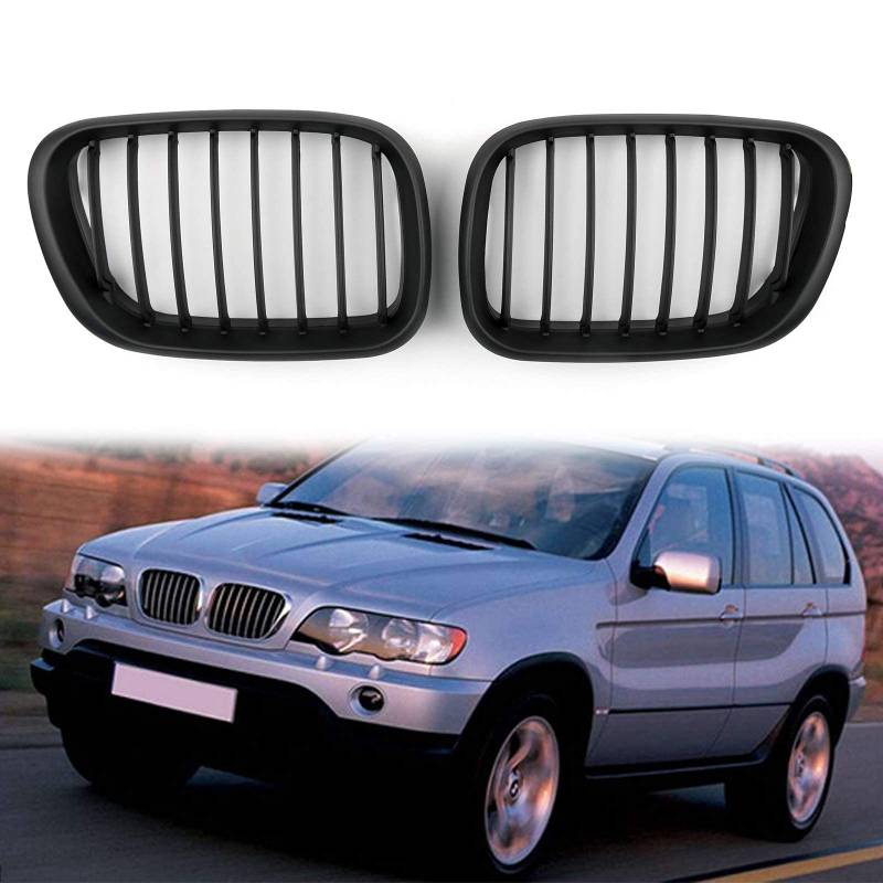 ERBV Matte Black Front Nierengitter Mesh Grille Für BMW X5 E53 1998 1999 2000 2001 2002 2003 von ERBV