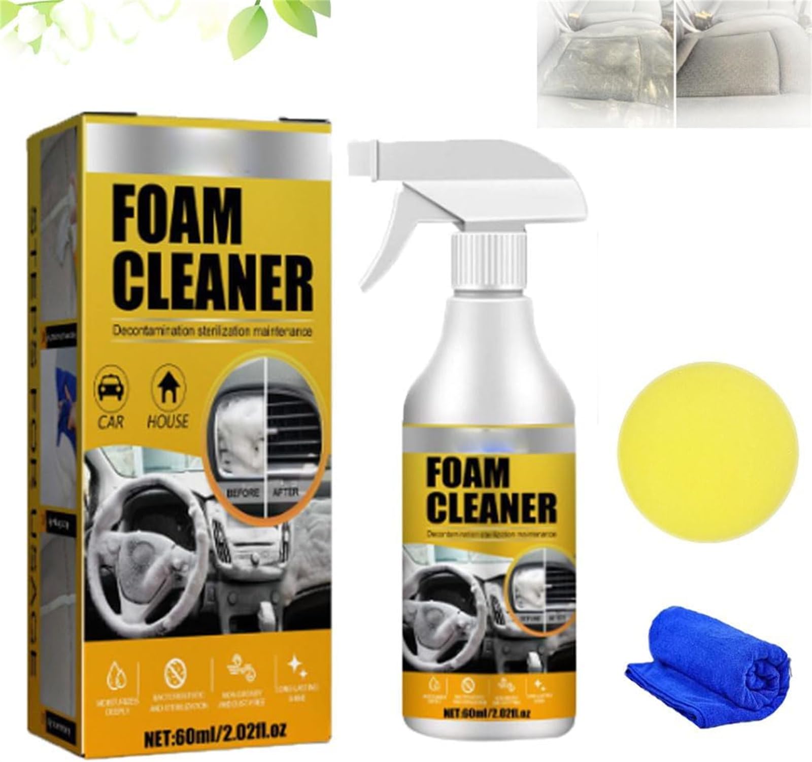 ERISAMO Multi-Purpose Foam Cleaner, All Around Master Foam Cleaner, Car Interior Foam Refinisher Cleaner, Upholstery Cleaner for Car Seats, Car Seat Stain Remover (1Pcs) von ERISAMO