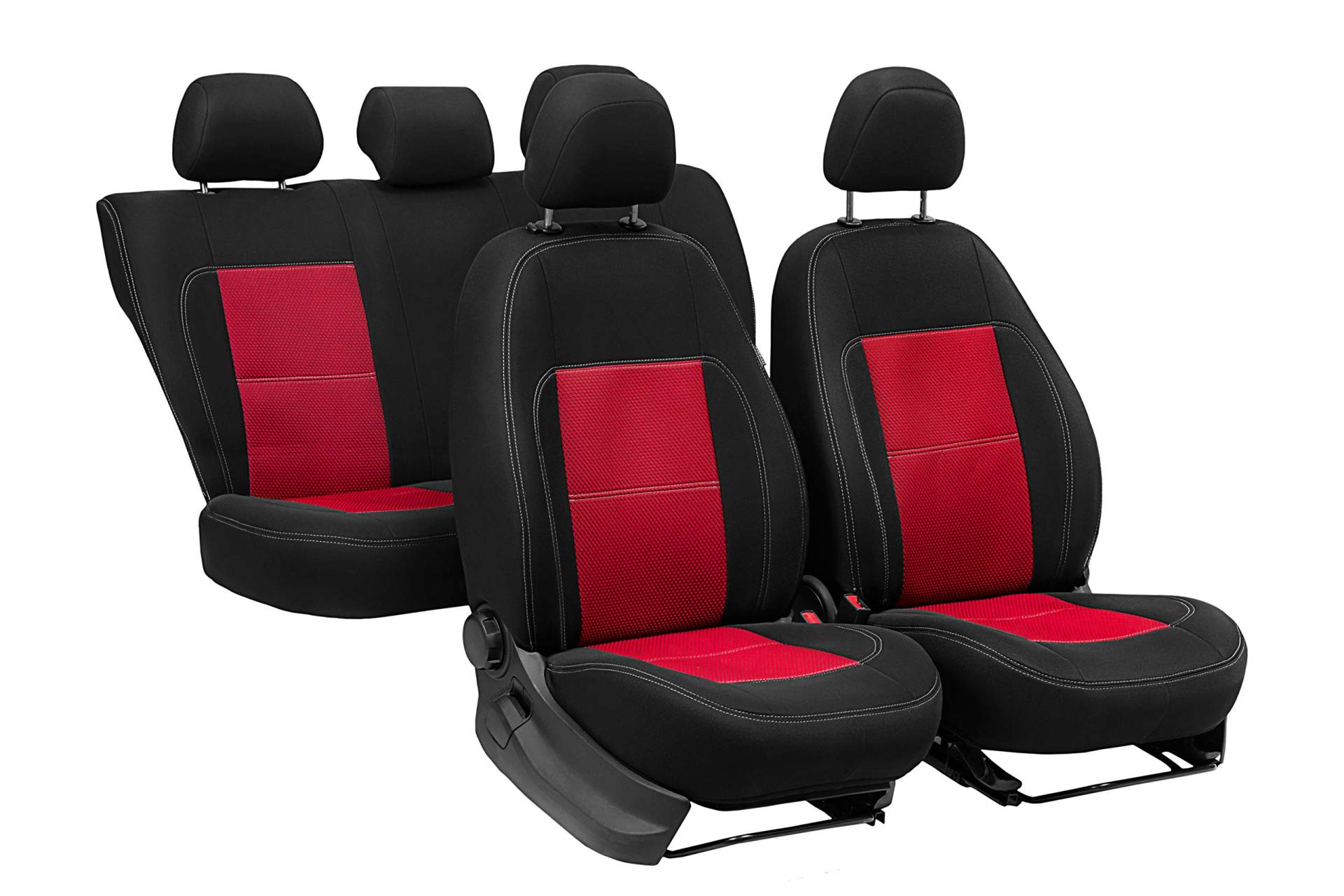 ERJOT Autositzbezüge kompatibel mit Ford Fiesta MK7 Rot maßgefertigte modellspezifische Sitzbezüge Komplett Set von ERJOT