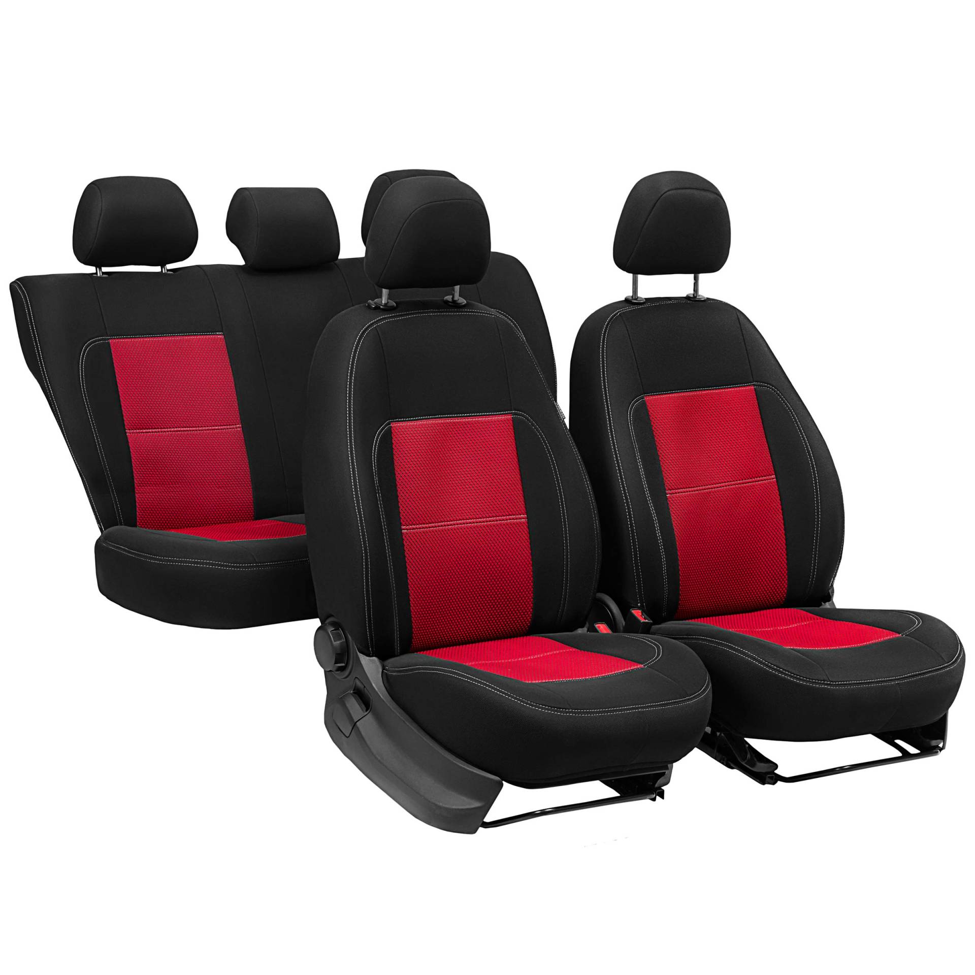 ERJOT Autositzbezüge kompatibel mit Seat Ibiza III Rot maßgefertigte modellspezifische Sitzbezüge Komplett Set von ERJOT