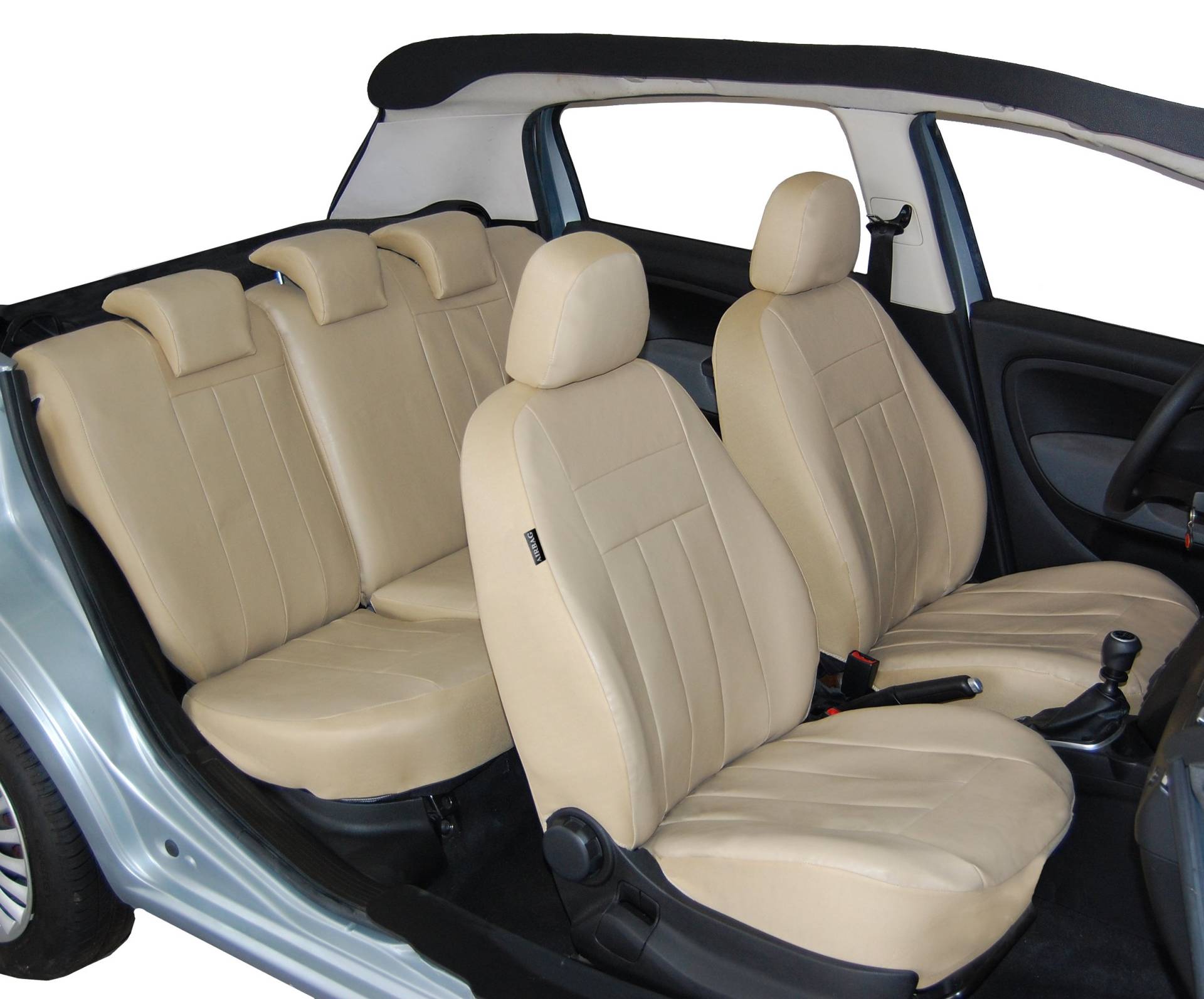 ERJOT Maßgefertigte Kunstleder Sitzbezüge kompatibel mit Ford Fiesta MK6 Schonbezüge Autositzbezüge in Beige von ERJOT