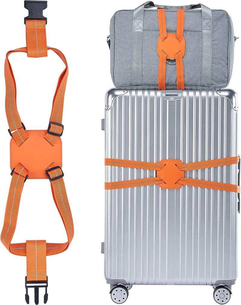 Koffergurt, verstellbare Koffer Reisegurte kofferband, für Add a Bag einfach zu Reisen Koffer Elastic Strap Belt, kofferband auffällig (1Pack, Orange) von ERKIES