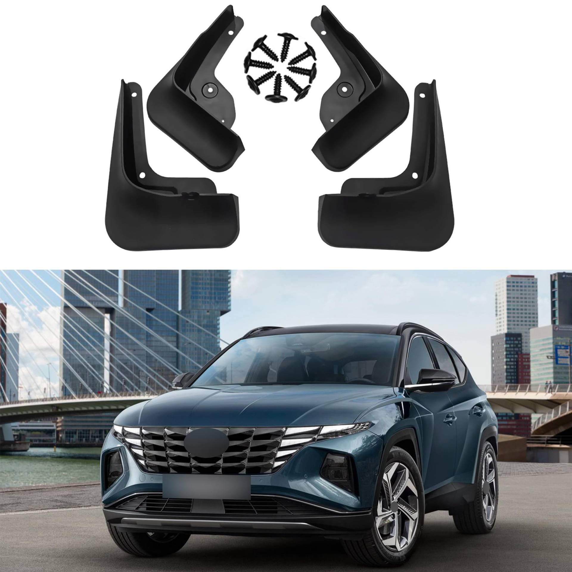 ERMWALR Schmutzfänger für Hyundai Tucson NX4 2021 2022 2023 2024 – 4 Stück, ohne Bohren, Kotflügel, flexibler PP-Schmutzfänger, Spritzschutz (Hyd Tusn 21-24) von ERMWALR