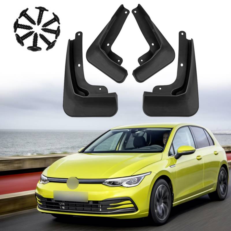 ERMWALR für VW Golf MK8 2020 2021 2022 2023 Schmutzfänger-Set von 4 Keine Bohrung erforderlich Auto Fender Flexible PP Schlammklappe Spritzschutz (GLF 8 20-23) von ERMWALR