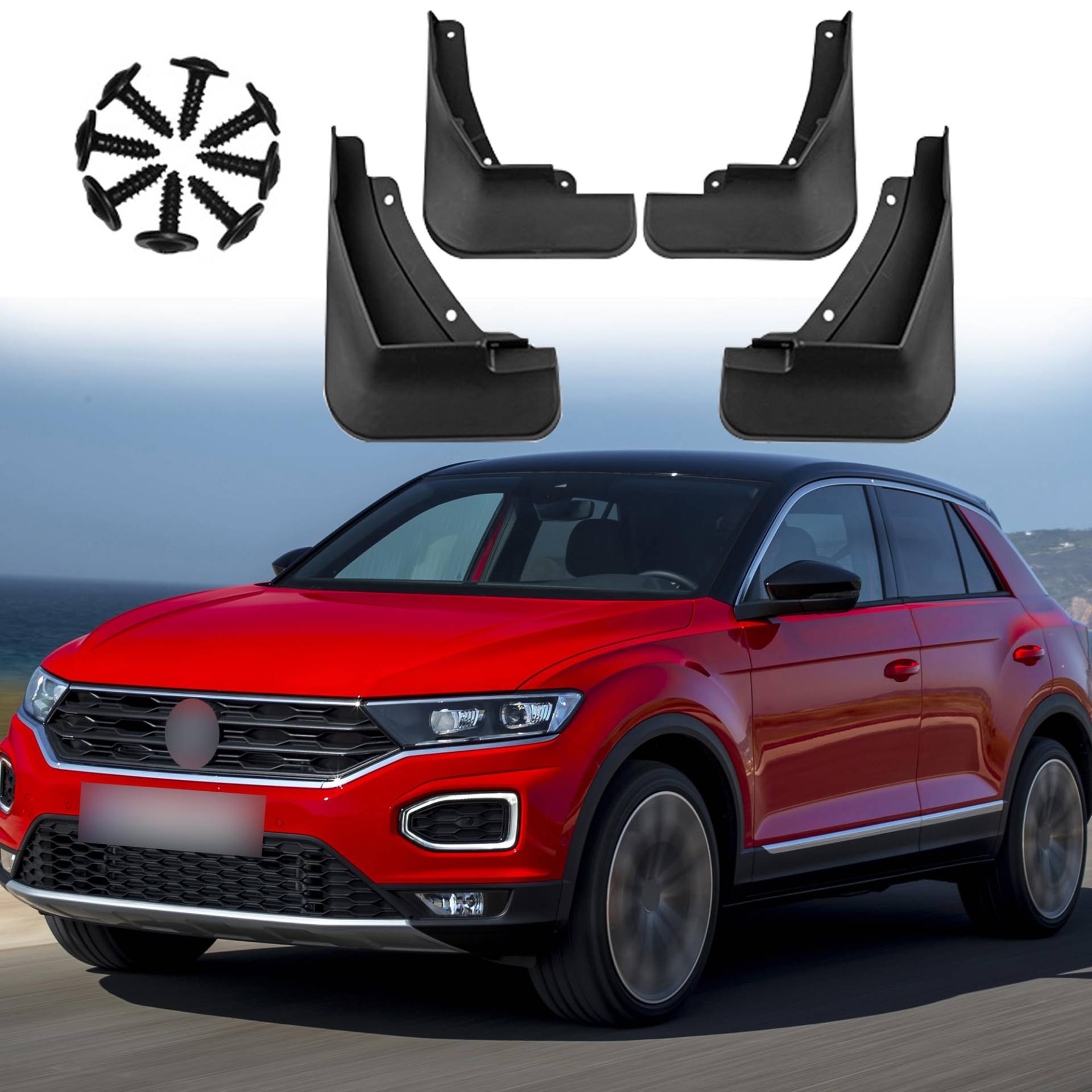 ERMWALR für VW T-ROC 2023-2024 Schmutzfänger-Set von 4 Keine Bohrung erforderlich Auto Fender Flexible PP Schlammklappe Spritzschutz (Vlw TRC 23-24) von ERMWALR