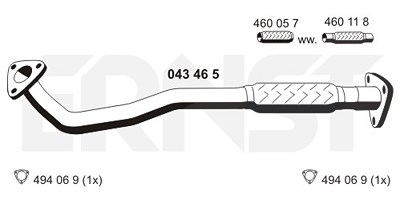Ernst Abgasrohr [Hersteller-Nr. 043465] für Fiat, Opel, Saab von ERNST