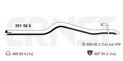 Ernst Abgasrohr [Hersteller-Nr. 391566] für Mercedes-Benz, VW von ERNST