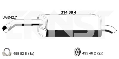 Ernst Endschalldämpfer [Hersteller-Nr. 314084] für Ford von ERNST