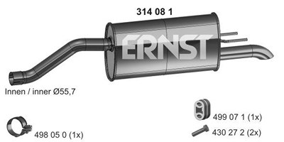 Ernst Endschalldämpfer [Hersteller-Nr. 034081] für Opel von ERNST