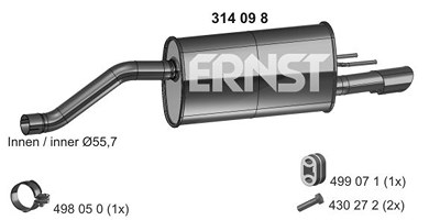 Ernst Endschalldämpfer [Hersteller-Nr. 034098] für Opel von ERNST