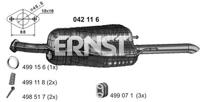 Ernst Endschalldämpfer [Hersteller-Nr. 042116] für Opel von ERNST