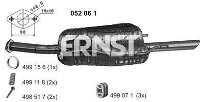 Ernst Endschalldämpfer [Hersteller-Nr. 052061] für Opel von ERNST