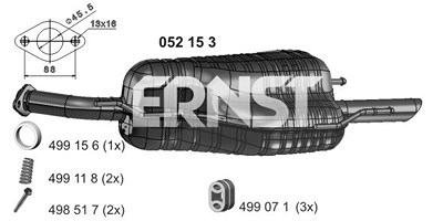 Ernst Endschalldämpfer [Hersteller-Nr. 052153] für Opel von ERNST