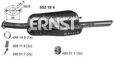 Ernst Endschalldämpfer [Hersteller-Nr. 052184] für Opel von ERNST