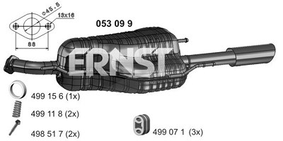 Ernst Endschalldämpfer [Hersteller-Nr. 053099] für Opel von ERNST