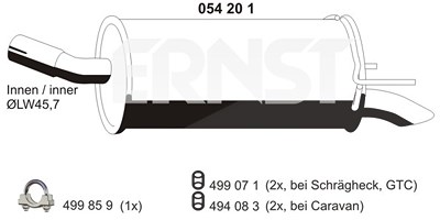 Ernst Endschalldämpfer [Hersteller-Nr. 054201] für Opel von ERNST