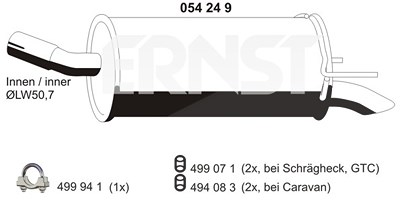 Ernst Endschalldämpfer [Hersteller-Nr. 054249] für Opel von ERNST