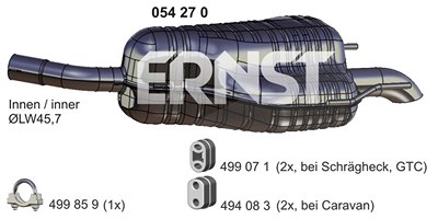 Ernst Endschalldämpfer [Hersteller-Nr. 054270] für Opel von ERNST