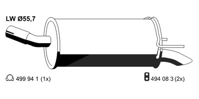 Ernst Endschalldämpfer [Hersteller-Nr. 055000] für Opel von ERNST