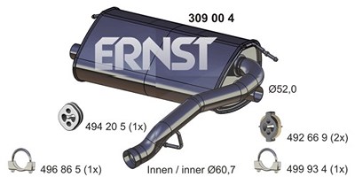 Ernst Endschalldämpfer [Hersteller-Nr. 309004] für Ford von ERNST