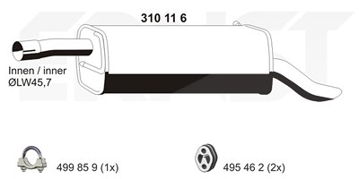 Ernst Endschalldämpfer [Hersteller-Nr. 310116] für Ford von ERNST