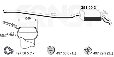 Ernst Endschalldämpfer [Hersteller-Nr. 351003] für Mercedes-Benz von ERNST