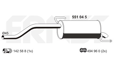 Ernst Endschalldämpfer [Hersteller-Nr. 551045] für Fiat von ERNST