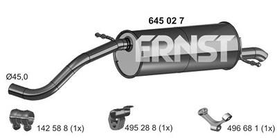 Ernst Endschalldämpfer [Hersteller-Nr. 645027] für VW, Seat, Skoda von ERNST