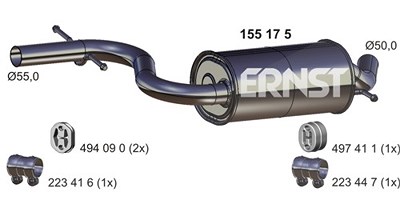 Ernst Mittelschalldämpfer [Hersteller-Nr. 155175] für Audi, Seat, VW von ERNST