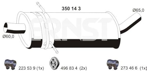 Ernst Mittelschalldämpfer Auspuff 350143 von ERNST