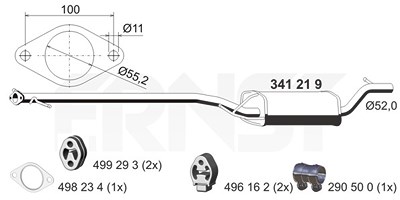 Ernst Mittelschalldämpfer [Hersteller-Nr. 341219] für Ford von ERNST