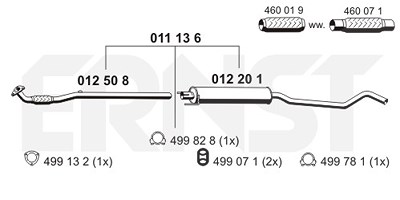 Ernst Mittelschalldämpfer [Hersteller-Nr. 011136] für Opel von ERNST
