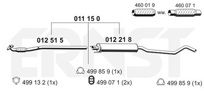 Ernst Mittelschalldämpfer [Hersteller-Nr. 011150] für Opel von ERNST