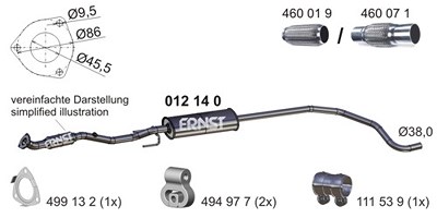 Ernst Mittelschalldämpfer [Hersteller-Nr. 012140] für Opel von ERNST