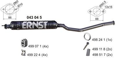 Ernst Mittelschalldämpfer [Hersteller-Nr. 043045] für Opel von ERNST