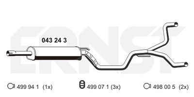 Ernst Mittelschalldämpfer [Hersteller-Nr. 043243] für Opel von ERNST