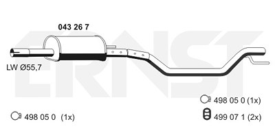 Ernst Mittelschalldämpfer [Hersteller-Nr. 043267] für Opel von ERNST